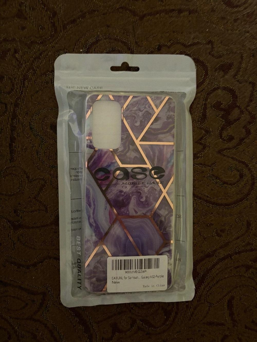 BRAND NEW! Samsung Galaxy A32 Cell Phone Case! Purple Swirls w/Rose Gold Pattern